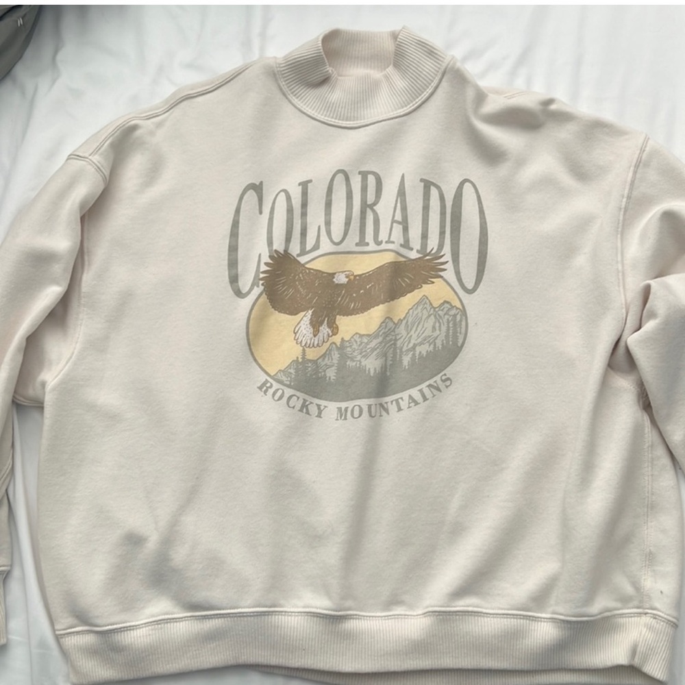SOLD ON DEPOP American Eagle Colorado Sweatshirt (cream/beige, size small) - Picture 3 of 3